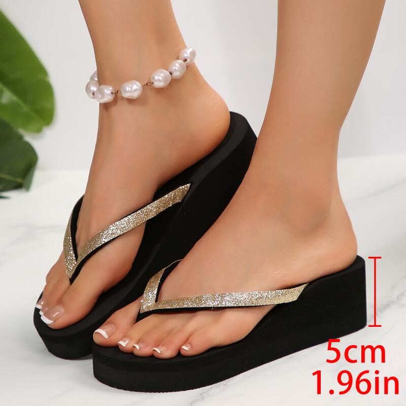 Summer Clothing Fabric - Tongs compensées confortables à plateforme pour