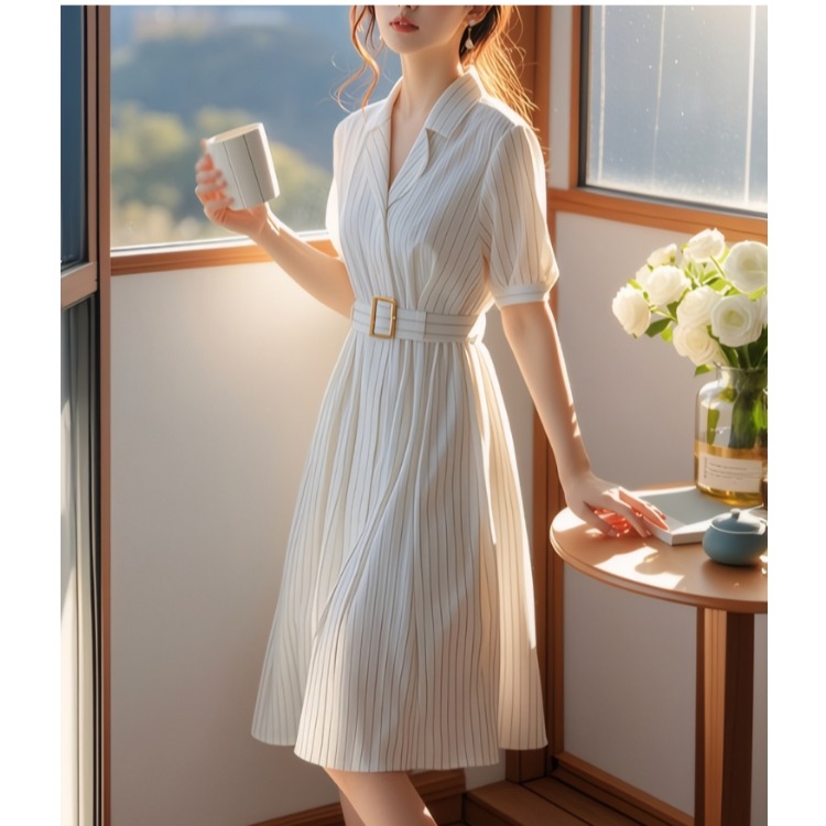 Summer Line Clothing Brand - Robe rayée taille haute amincissante, nouvelle