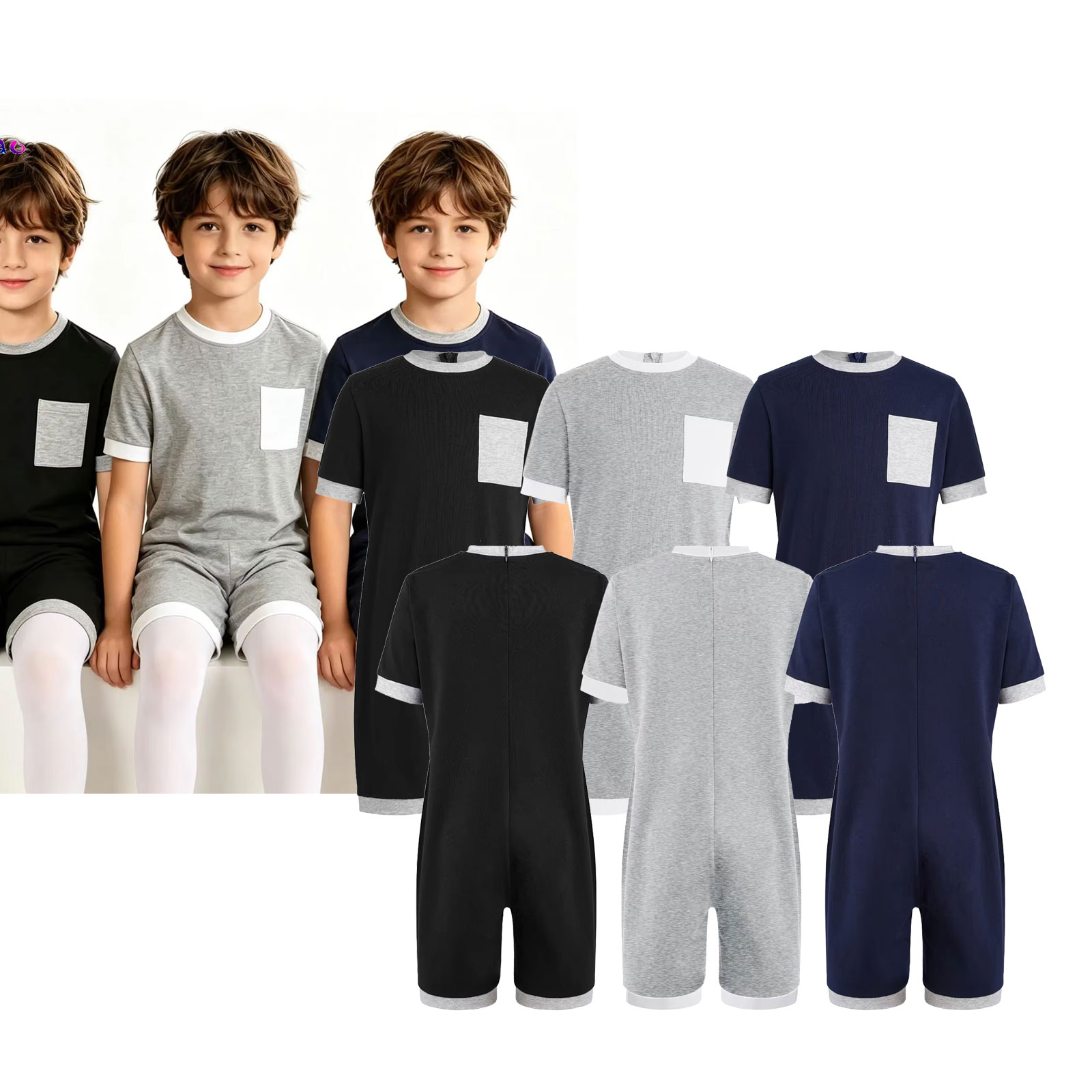 Summer Clothing Kids Boys - Lot de 3 Combinaisons Adaptables Unisexe