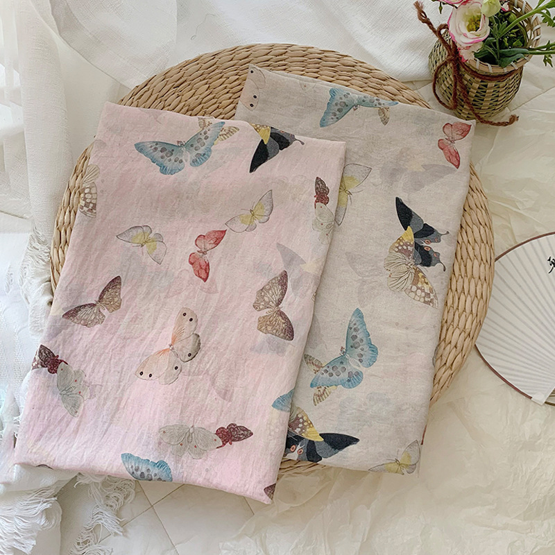 Tissu imprimé papillons sur fo - Summer Clothing Fabric avis et prix
