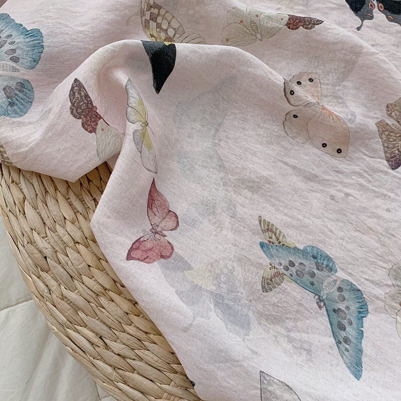 Tissu imprimé papillons sur fo - Summer Clothing Fabric avis et prix